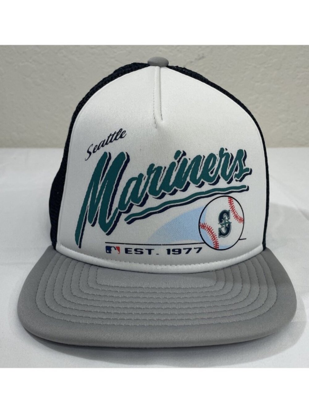 Youth Gray/White/Black New Era Seattle Mariners Retro 9Fifty Snapback Cap